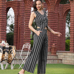 Stylum Women's Black Printed Cotton Blend Co-Ords Set (CSBLACKSCOTT)
