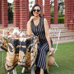 Stylum Women's Black Printed Cotton Blend Co-Ords Set (CSBLACKSCOTT)