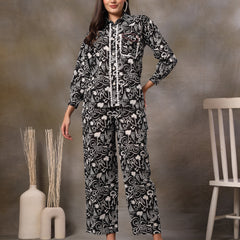 Stylum Women's Black Abstarct Printed Cotton Co-Ord Set (CSBLACKSOHO)