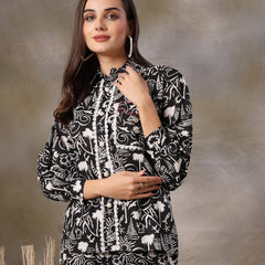 Stylum Women's Black Abstarct Printed Cotton Co-Ord Set (CSBLACKSOHO)