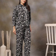 Stylum Women's Black Abstarct Printed Cotton Co-Ord Set (CSBLACKSOHO)