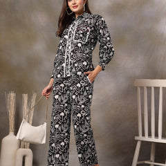 Stylum Women's Black Abstarct Printed Cotton Co-Ord Set (CSBLACKSOHO)