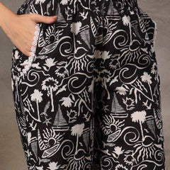 Stylum Women's Black Abstarct Printed Cotton Co-Ord Set (CSBLACKSOHO)