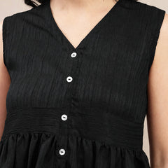 Stylum Women's Black Solid Crepe Co-Ord Set (CSBLACKVAIBS)