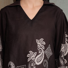 Stylum Women's Black Paisley Digital Printed Rayon High Low Co-Ord Set (CSBLACKVILLA)