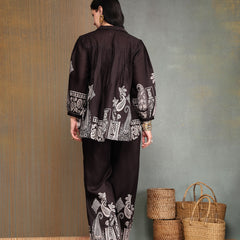 Stylum Women's Black Paisley Digital Printed Rayon High Low Co-Ord Set (CSBLACKVILLA)