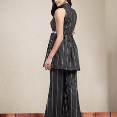 Stylum Women's Woven Lurex Striped Cotton Blend Co-Ord Set  (CSBLKCURRENT)