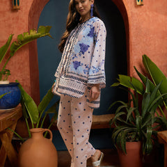 Stylum Women's Blue Floral Printed High-Low Rayon Co-Ord Set (CSBLUEAARZOO)