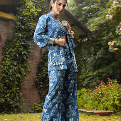 Stylum Women's Blue Ikat Printed Katha Cotton Co-Ord Set (CSBLUEBONG)