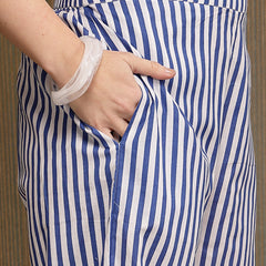 Stylum Women's Blue Striped Printed Cotton High-Low Co-Ords Set (CSBLUEMOB)