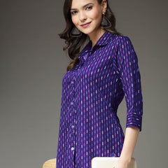 Stylum Women's Printed Poly Crepe Co-Ord Set (CSBLUEPARK)