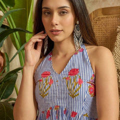 Stylum Women's Blue Floral Printed Cotton Co-Ord Set (CSBLUEPHONIEX)