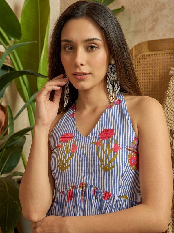Stylum Women's Blue Floral Printed Cotton Co-Ord Set (CSBLUEPHONIEX)