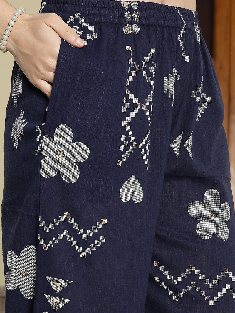 Stylum Women's Blue Geomatric Printed Rayon Slub Co-Ord Set (CSBLUEPLAY)