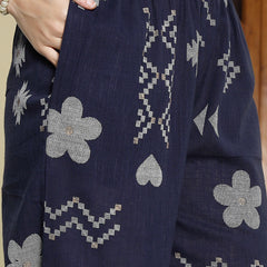 Stylum Women's Blue Geomatric Printed Rayon Slub Co-Ord Set (CSBLUEPLAY)