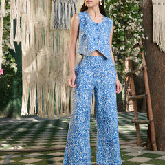 Stylum Women's Blue Floral Printed Rayon Co-ord Set (CSBLUERUMAR)