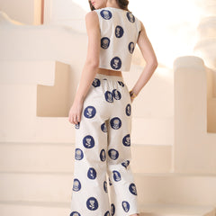 Stylum Women's Blue Cotton Flex Botanical Printed Co-Ord Set (CSBLUERUSSO)