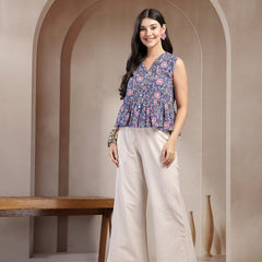 Stylum Women's Blue Floral Printed Katha Cotton Co-Ord Set (CSBLUESHEENA)