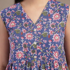 Stylum Women's Blue Floral Printed Katha Cotton Co-Ord Set (CSBLUESHEENA)