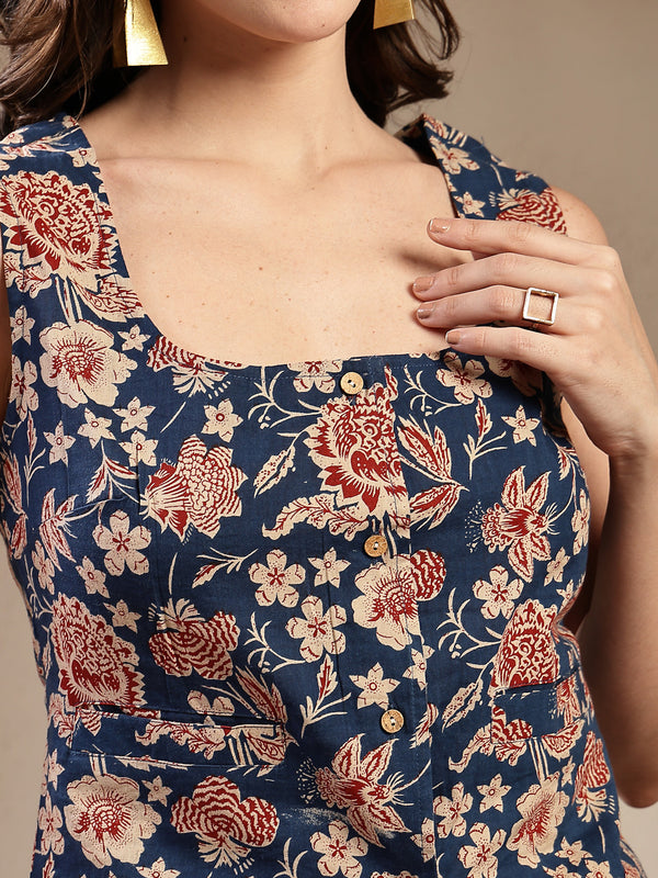 Stylum Women's Blue Floral Printed Cotton Co-Ord Set (CSBLUESWING)