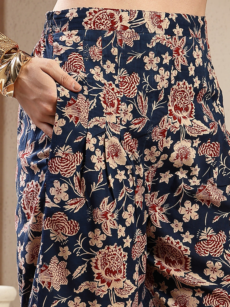 Stylum Women's Blue Floral Printed Cotton Co-Ord Set (CSBLUESWING)