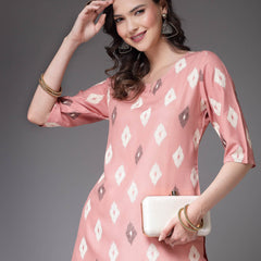 Stylum Women's Ikat Print Rayon Co-Ords Set (CSBLUSHIKAT)