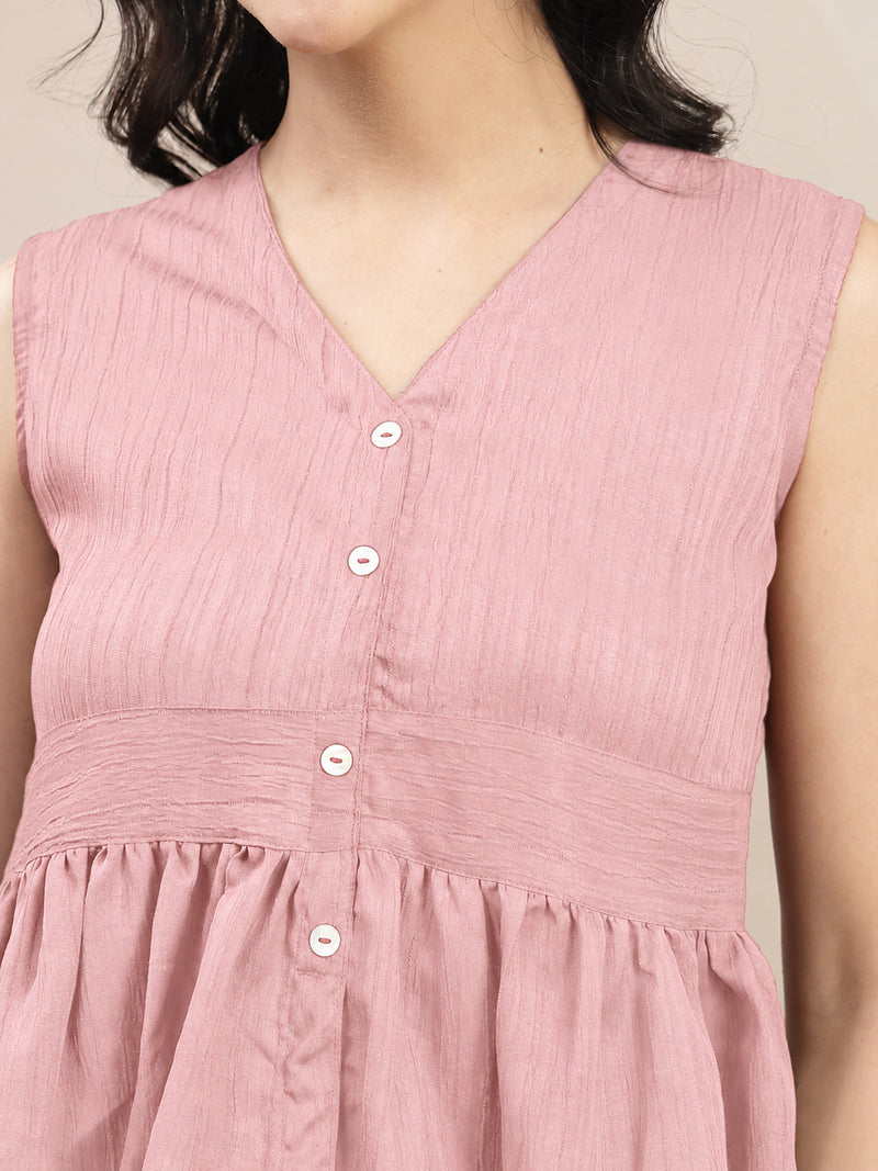 Stylum Women's Blush Solid Crepe Co-Ord Set (CSBLUSHVAIBS)