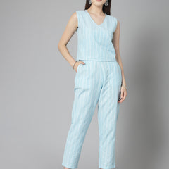 Stylum Women's Woven Design Cotton Blend Co-Ord Set (CSBOUNCE)