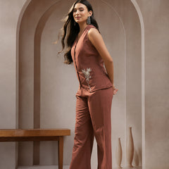 Stylum Women's Brown Solid Cotton Co-Ord Set (CSBROWNGODDY)