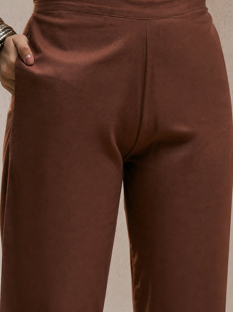 Stylum Women's Brown Solid Cotton Co-Ord Set (CSBROWNGODDY)