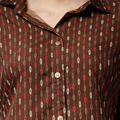 Stylum Women's Printed Poly Crepe Co-Ord Set (CSBROWNPARK)