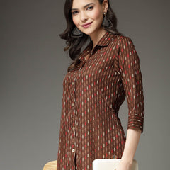 Stylum Women's Printed Poly Crepe Co-Ord Set (CSBROWNPARK)