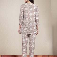 Stylum Women's Floral Printed Cotton Co-Ord Set (CSBROWNSUGAR)