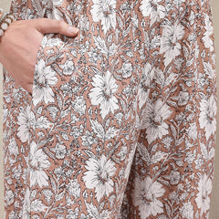 Stylum Women's Floral Printed Cotton Co-Ord Set (CSBROWNSUGAR)