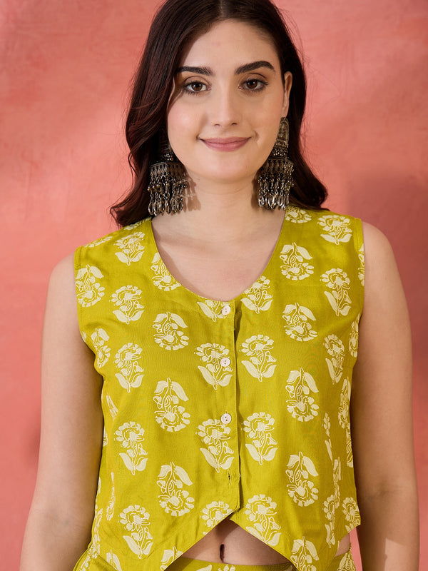 Stylum Women's Yellow Floral Printed Rayon Co-Ord Set (CSCORNBELIF)