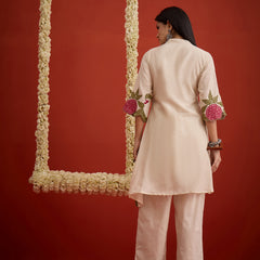 Stylum Women's Cream Solid & Embroidered Pure Cotton Co-Ord Set (CSCREAMHIKKIM)