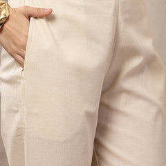 Stylum Women's Cream Solid & Embroidered Cotton Co-Ord Set (CSCREAMLUZON)