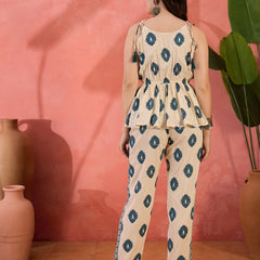 Stylum Women's Cream Printed Rayon Co-ords Set (CSCREAMMURFY)