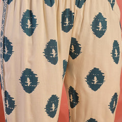 Stylum Women's Cream Printed Rayon Co-ords Set (CSCREAMMURFY)