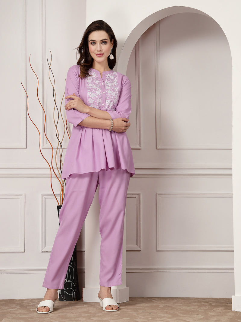 Stylum Women's Solid Rayon Co-Ord Set (CSDEVIL)