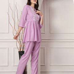 Stylum Women's Solid Rayon Co-Ord Set (CSDEVIL)