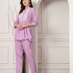 Stylum Women's Solid Rayon Co-Ord Set (CSDEVIL)