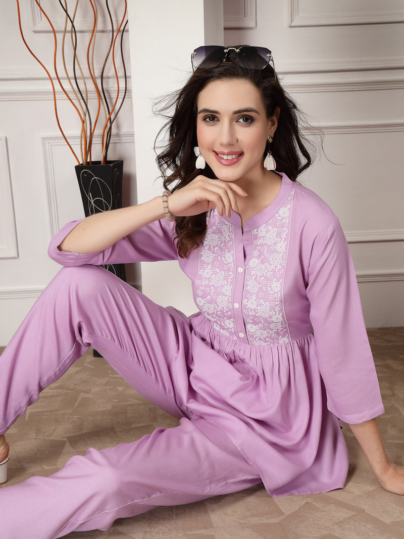 Stylum Women's Solid Rayon Co-Ord Set (CSDEVIL)