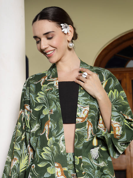 Stylum Women's Green Tropical Printed Cotton Co-ord Set (CSGREENFOREST)