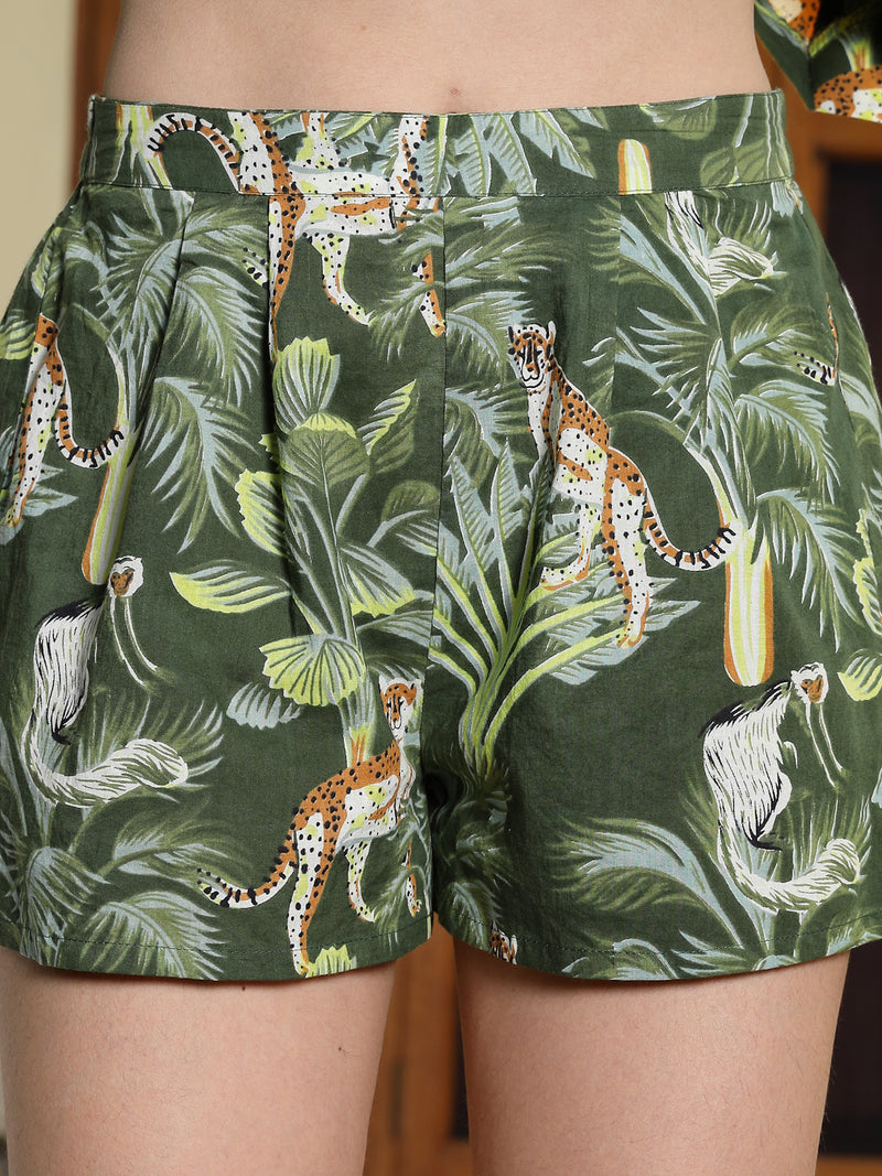 Stylum Women's Green Tropical Printed Cotton Co-ord Set (CSGREENFOREST)