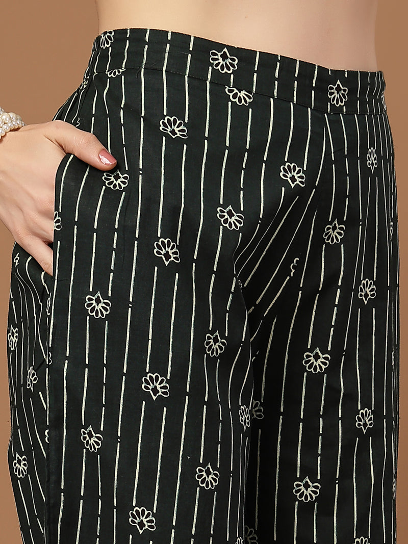 Stylum Women's Green Striped Printed Cotton Co-Ords Set (CSGREENJAFAR)