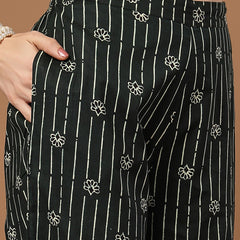 Stylum Women's Green Striped Printed Cotton Co-Ords Set (CSGREENJAFAR)