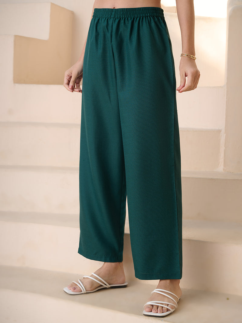 Stylum Women's Green Solid & Embroidered Cotton Blend Co-Ord Set (CSGREENJOON)