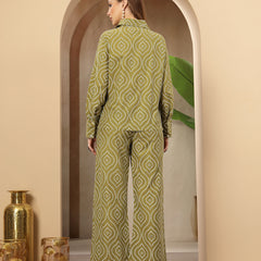 Stylum Women's Green Bandhej Printed Cotton Co-Ord Set (CSGREENOPERA)