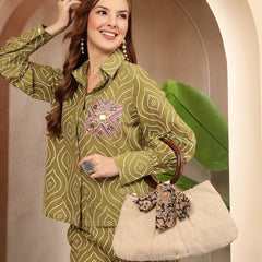 Stylum Women's Green Bandhej Printed Cotton Co-Ord Set (CSGREENOPERA)